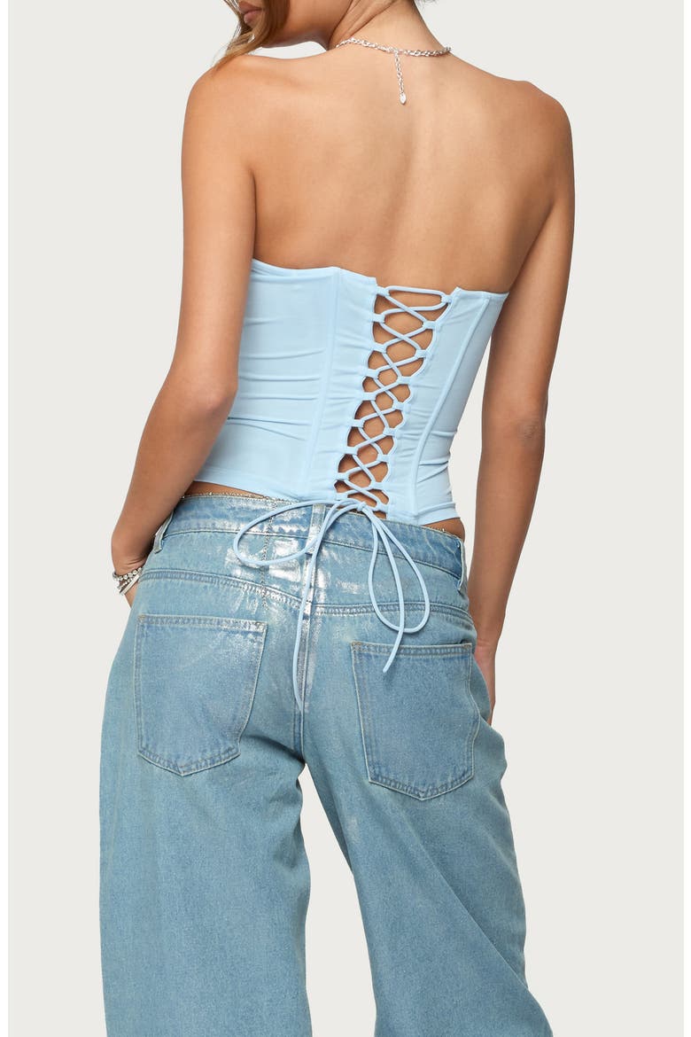 Lexah Crystal Embellished Mesh Corset Top, Alternate, color, LIGHT-BLUE