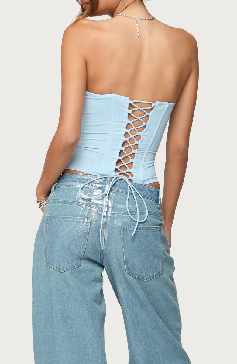 EDIKTED Lexah Crystal Embellished Mesh Corset Top, Alternate, color, 