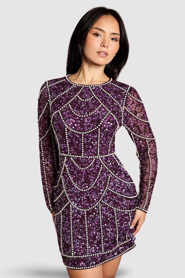 Petite Embellished Mini Dress, Main, color, Fig