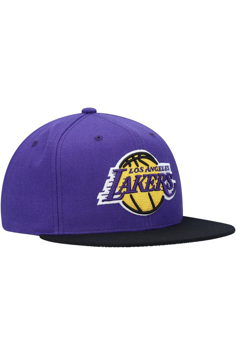 Men's Mitchell & Ness Purple Los Angeles Lakers Hardwood Classics Bandana Undervisor Snapback Hat, Alternate, color, Purple