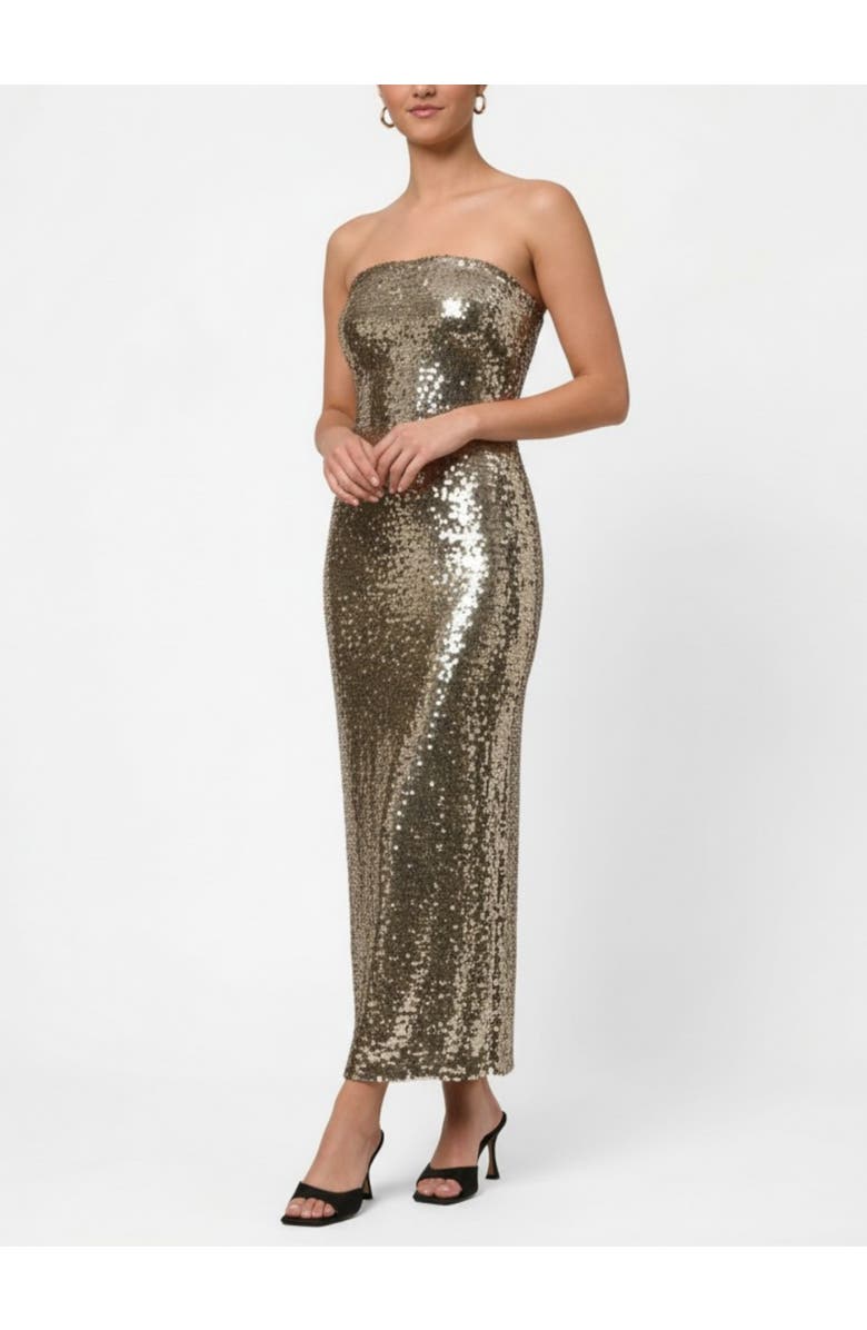 RACHEL Rachel Roy Yuri Strapless Sequin Midi Dress, Alternate, color, Silver