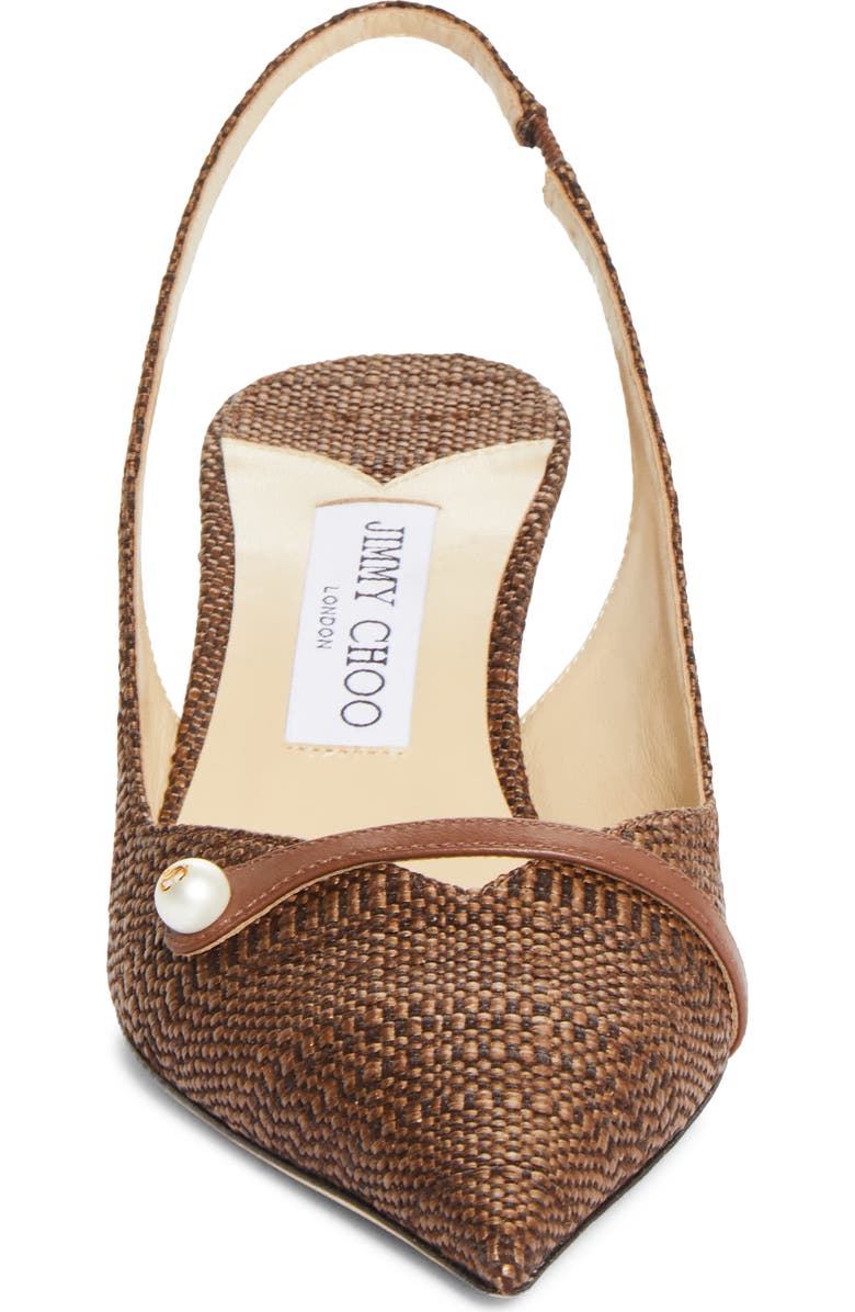 Jimmy Choo Amita Raffia Pointed Toe Slingback Pump, Alternate, color, Tan