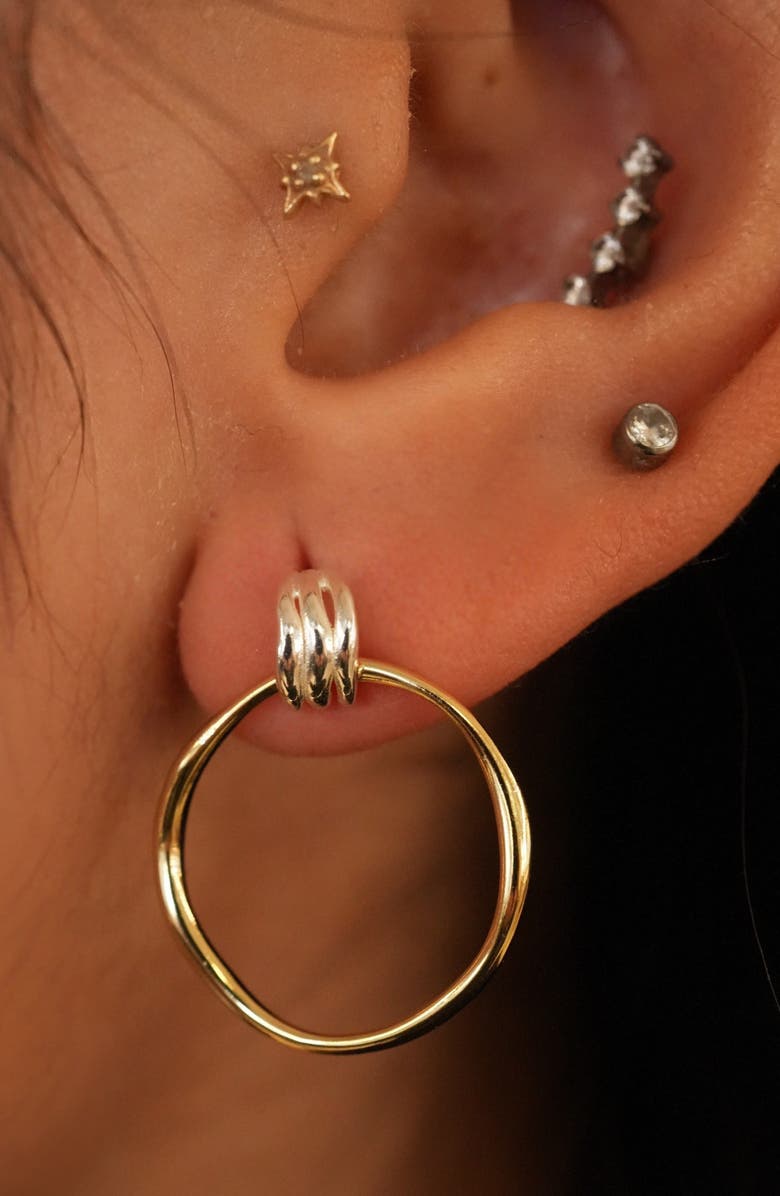 Argento Vivo Sterling Silver Frontal Hoop Earrings, Alternate, color, Gold/ Sil