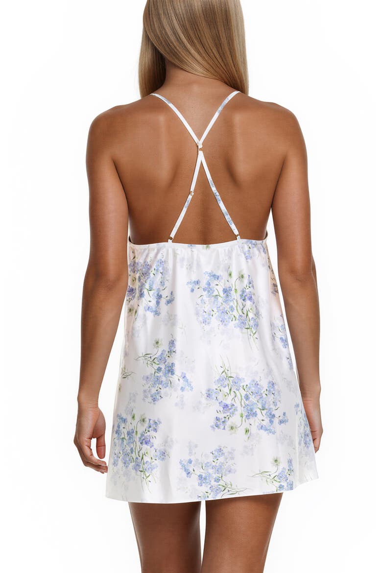 Kylie Print Satin Chemise, Alternate, color, IVORY