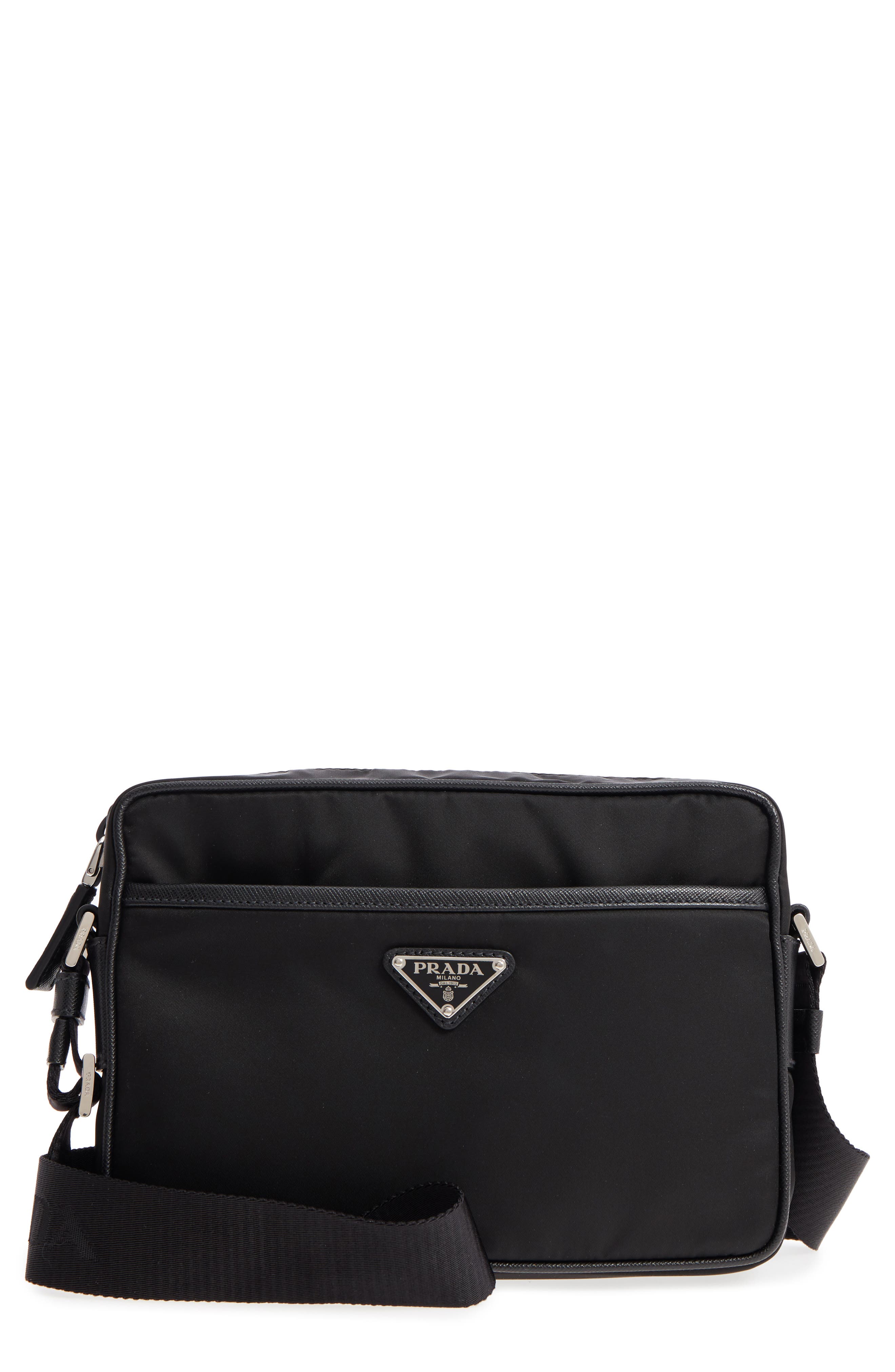 Prada Small Nylon Messenger Bag, Main, color, 
