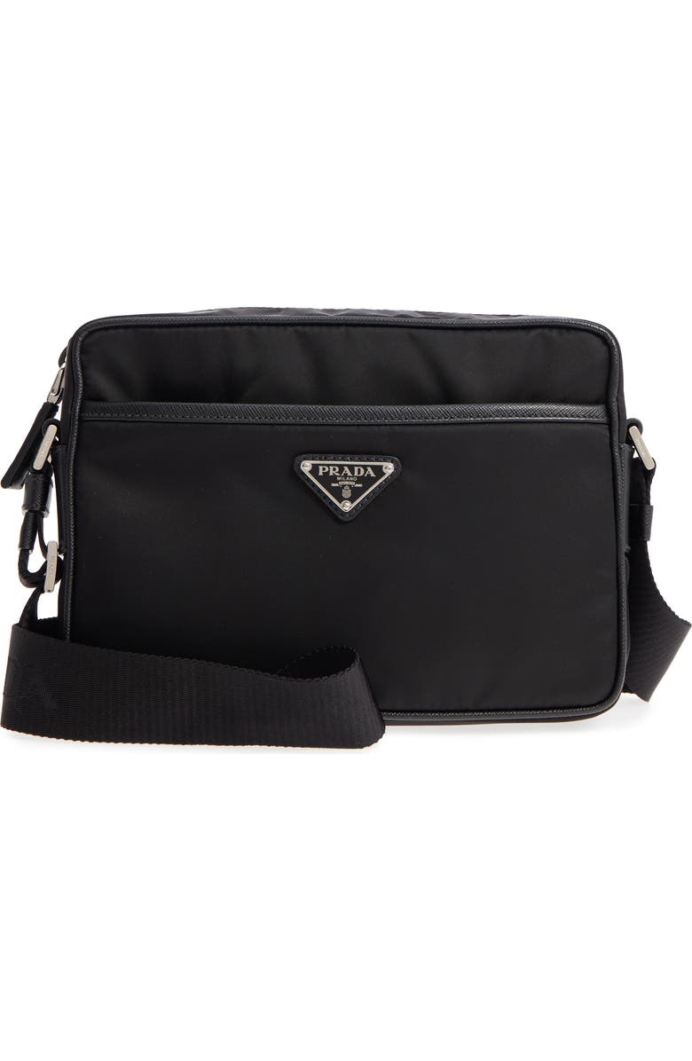 Prada Small Nylon Messenger Bag, Main, color,