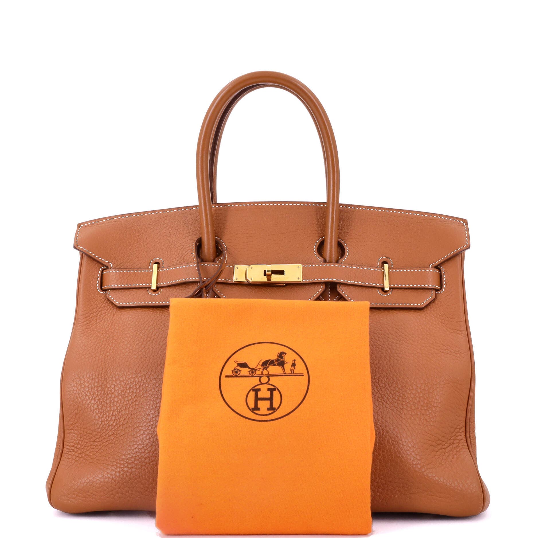 Pre-Owned Hermes Birkin Handbag Brown Clemence with Gold Hardware 35, Alternate, color, 