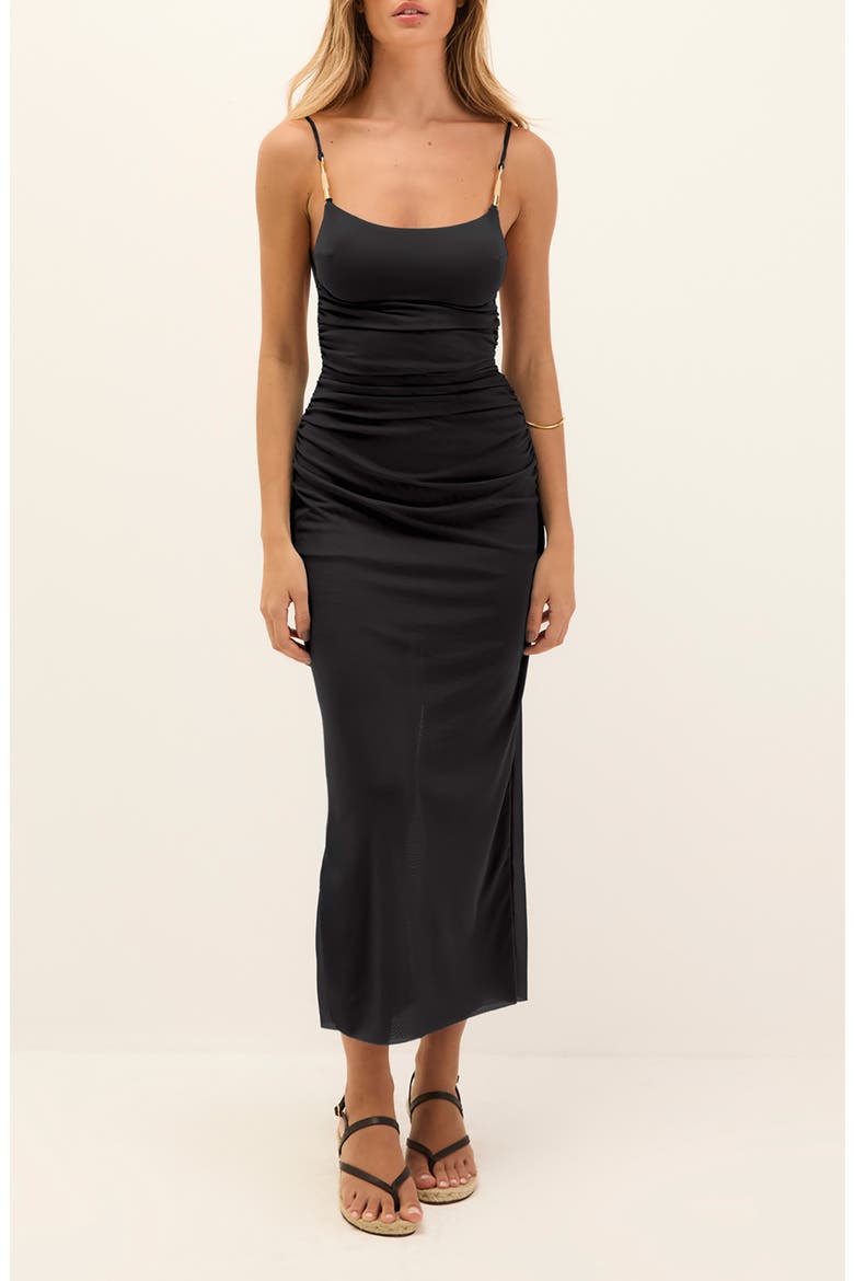 Lorena Cover-Up Midi Dress, Main, color, BLACK