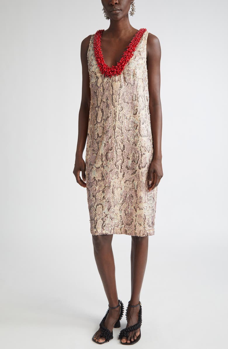 Dries Van Noten Debis Snakeskin Print Sequin Dress, Main, color, 