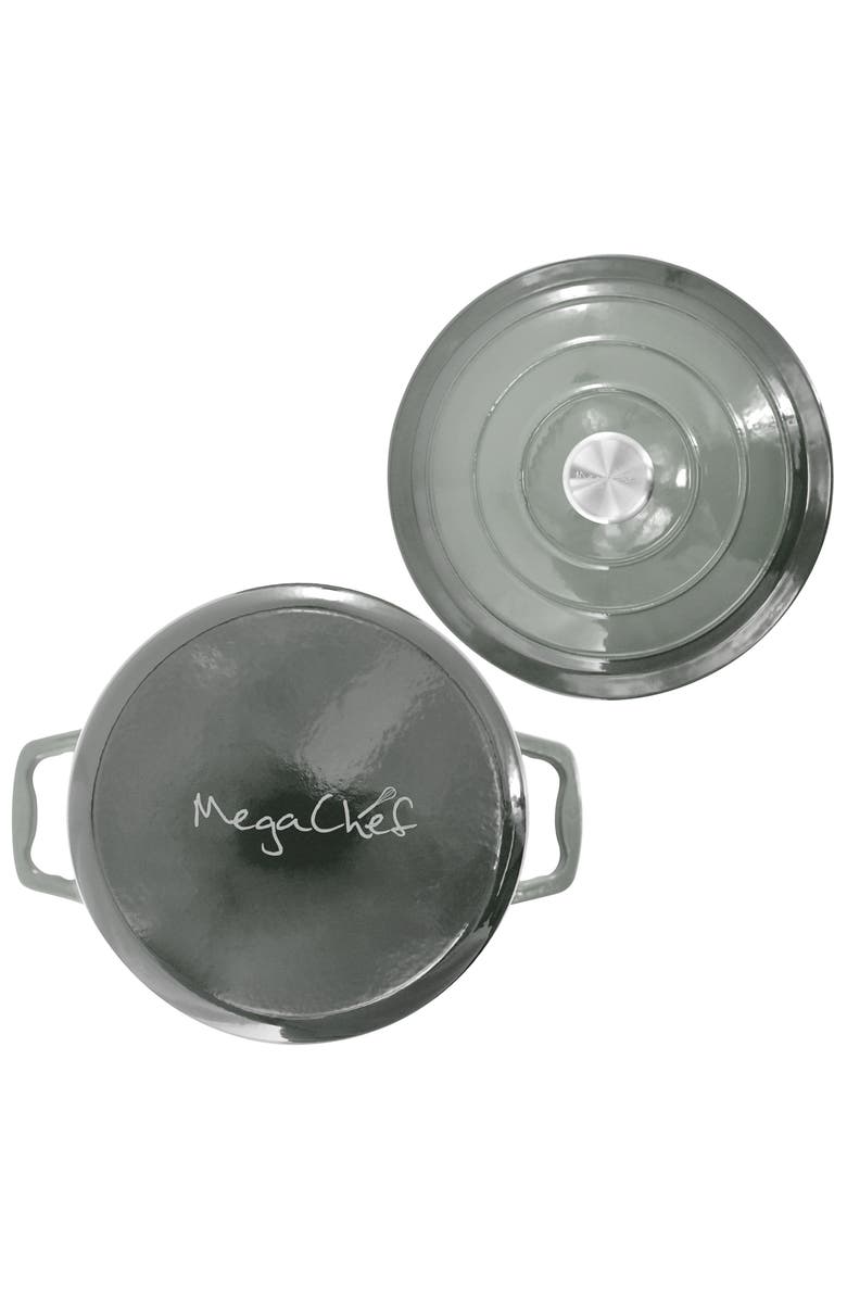 Megachef 2.7 Quart Round Enameled Cast Iron Casserole, Alternate, color, Gray