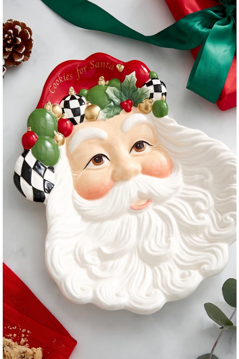 Christmas Tree Santa Cookie Plate, Alternate, color, GREEN
