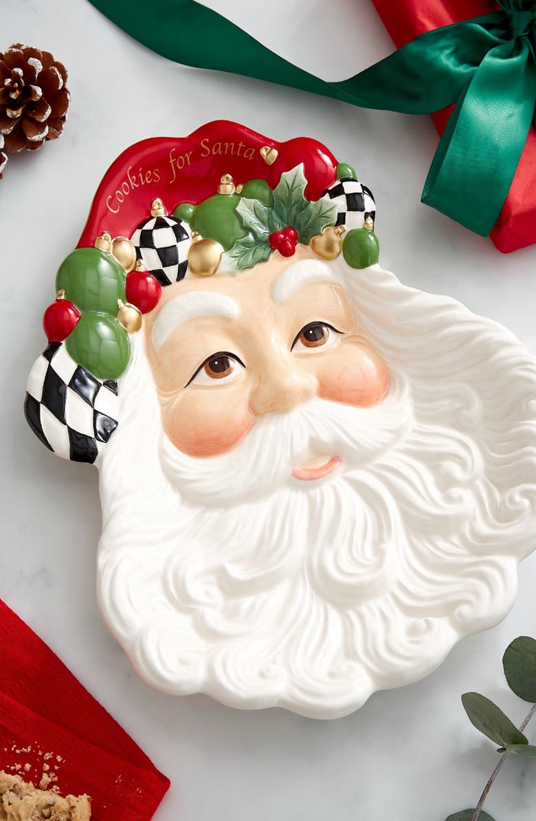 Spode Christmas Tree Santa Cookie Plate, Alternate, color, Green