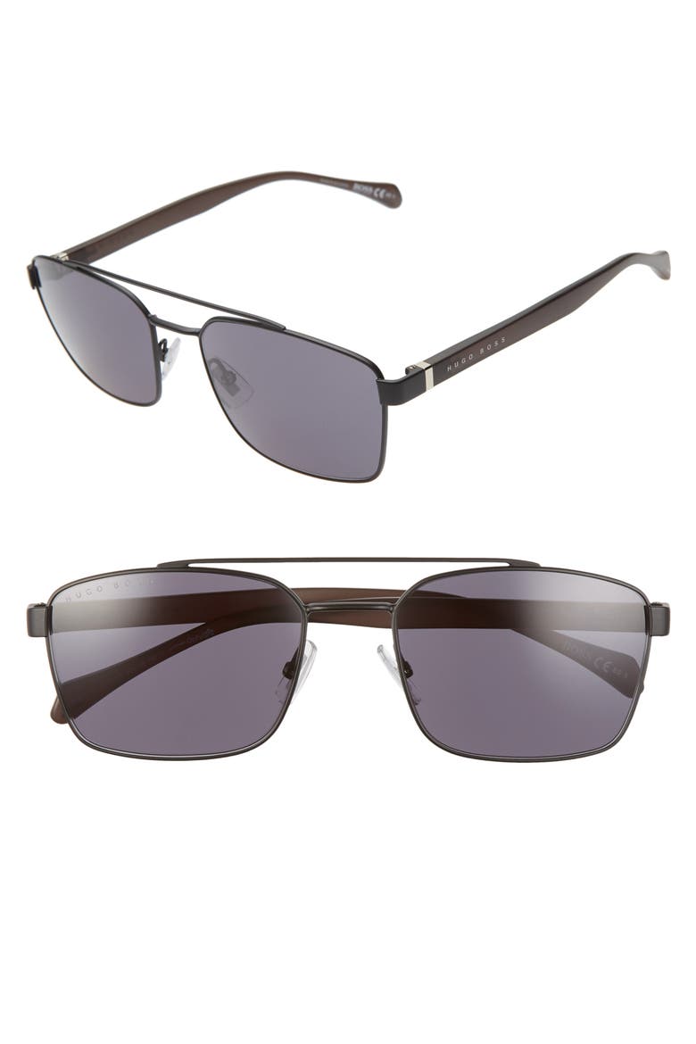 57mm Aviator Sunglasses, Main, color, MATTE BLACK