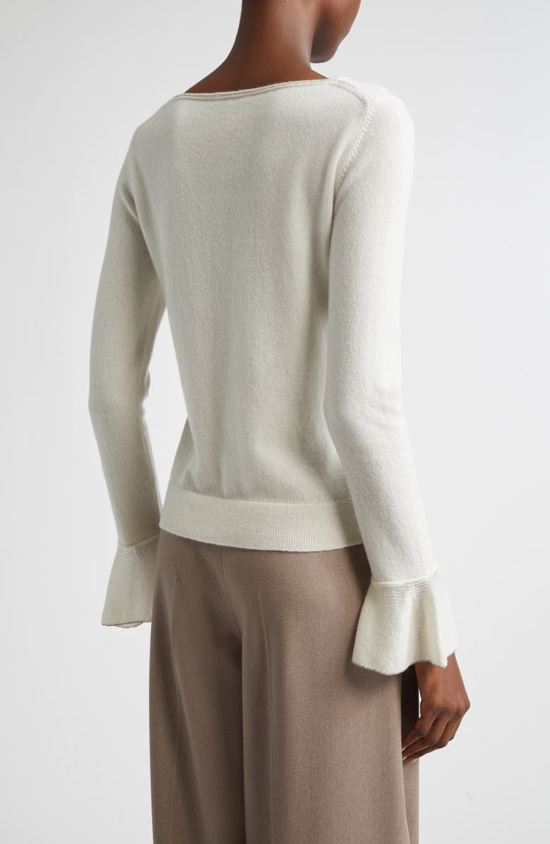 Lafayette 148 New York Ruffle Cuff Cashmere Sweater, Alternate, color, Cloud