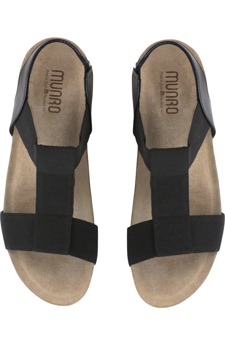 Munro Georgette T-Strap Wedge Sandal - Multiple Widths Available, Alternate, color, Black Patent/ Gore Combo