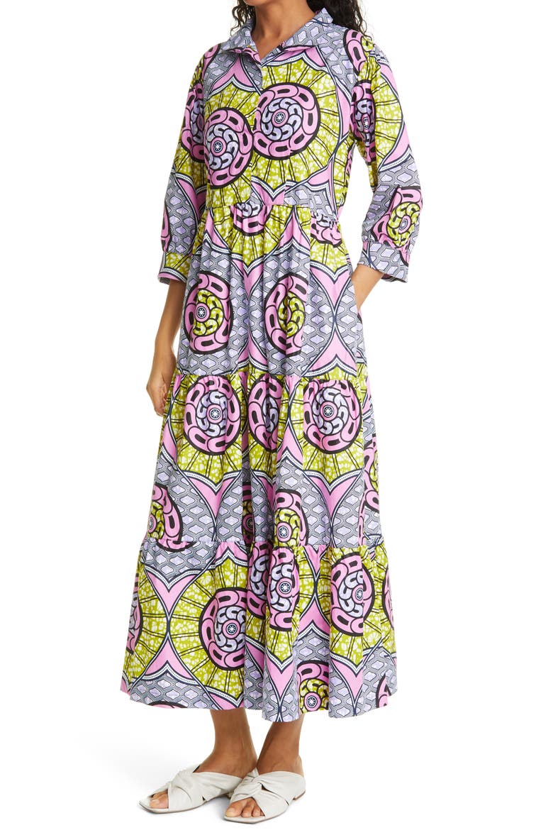 Tiered Dress (Nordstrom Exclusive), Alternate, color, PINK AND LIME