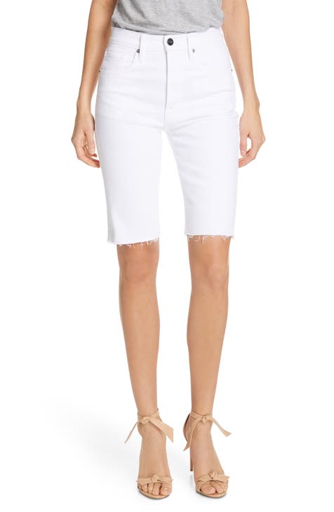 Le Vintage High Waist Raw Edge Bermuda Shorts (Blanc)