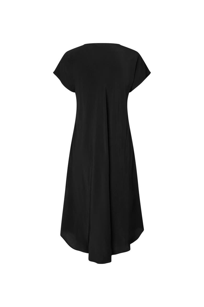 Manebili V-Neck Draped Midi Dress, Alternate, color, Black