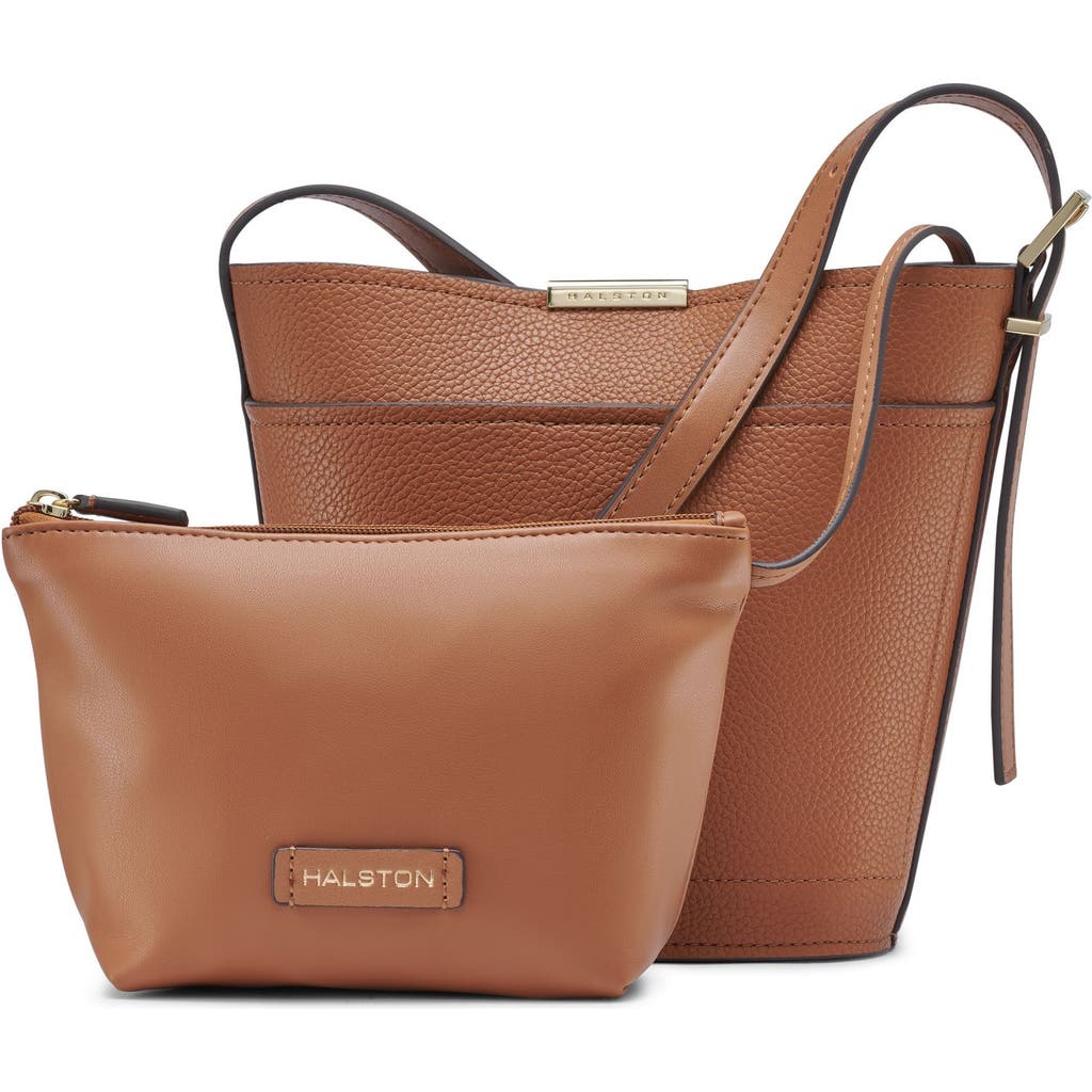 Shop Halston Jagger Medium Bucket Bag In Oak