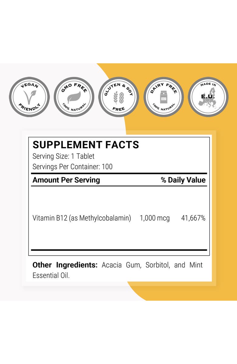 SuperSmart Methylcobalamine B12 1000mcg, Alternate, color, NO COLOR