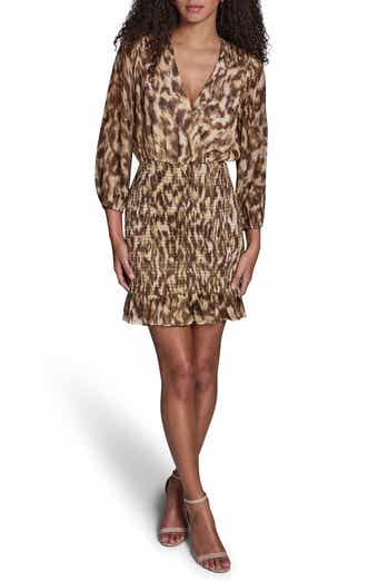 Leopard Print Smocked Chiffon Minidress