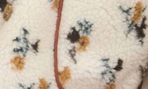 Blu Pepper Floral Print Faux Shearling Jacket In Neutral