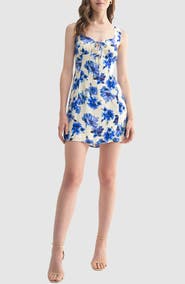 Lush Floral Front Tie Sleeveless Minidress