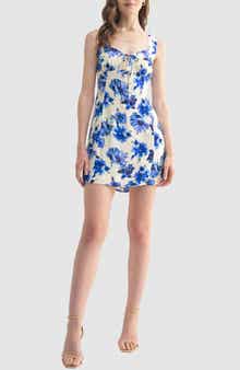 Lush Floral Front Tie Sleeveless Minidress