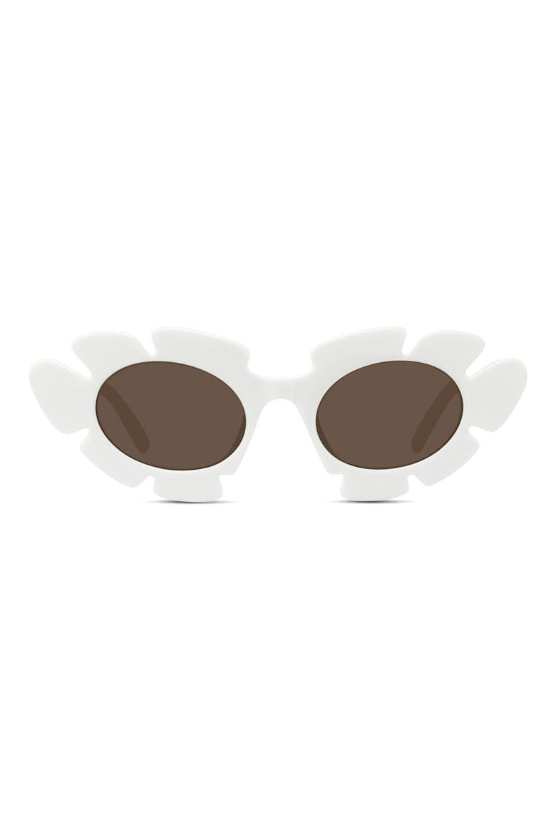 x Paula's Ibiza Flower 47mm Small Cat Eye Sunglasses, Main, color, WHITE / BROWN