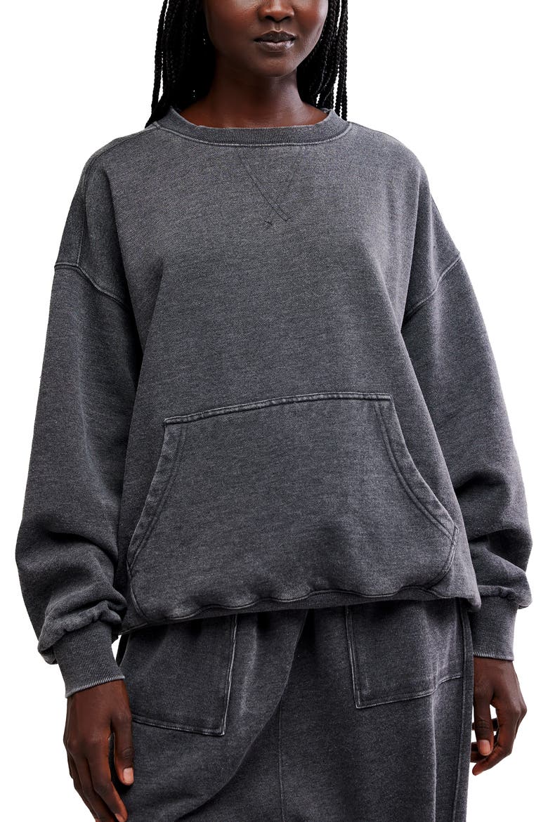 Intimately FP Slow It Down Oversize Cotton Blend Sweatshirt, Main, color, BLACK