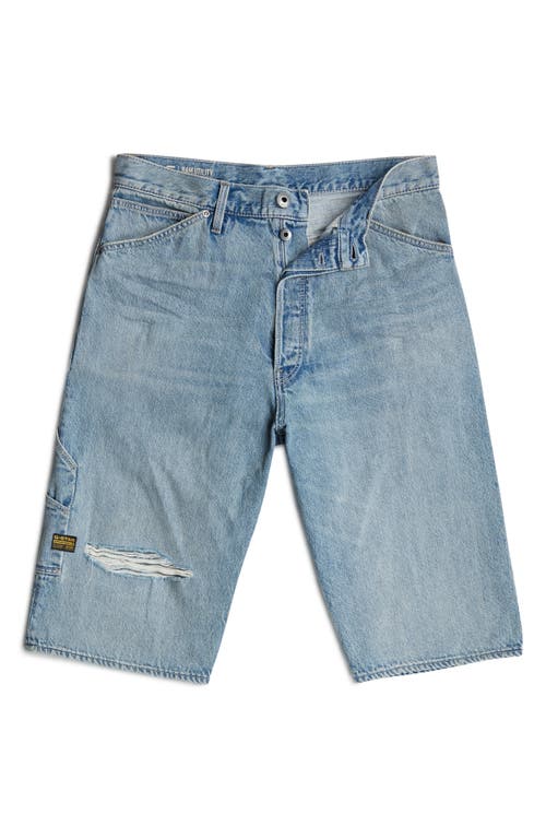 G-star Bam Ripped Denim Logger Shorts In Vintage Ripped Mine Dust