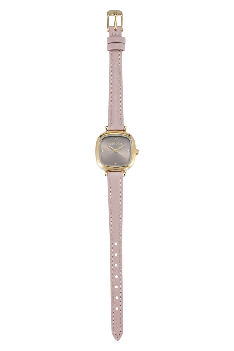 Square Case Leather Strap Watch, Alternate, color, BLUSH