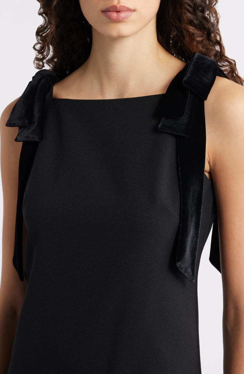 Vince Camuto Velvet Bow Stretch Crepe Dress, Alternate, color, Black