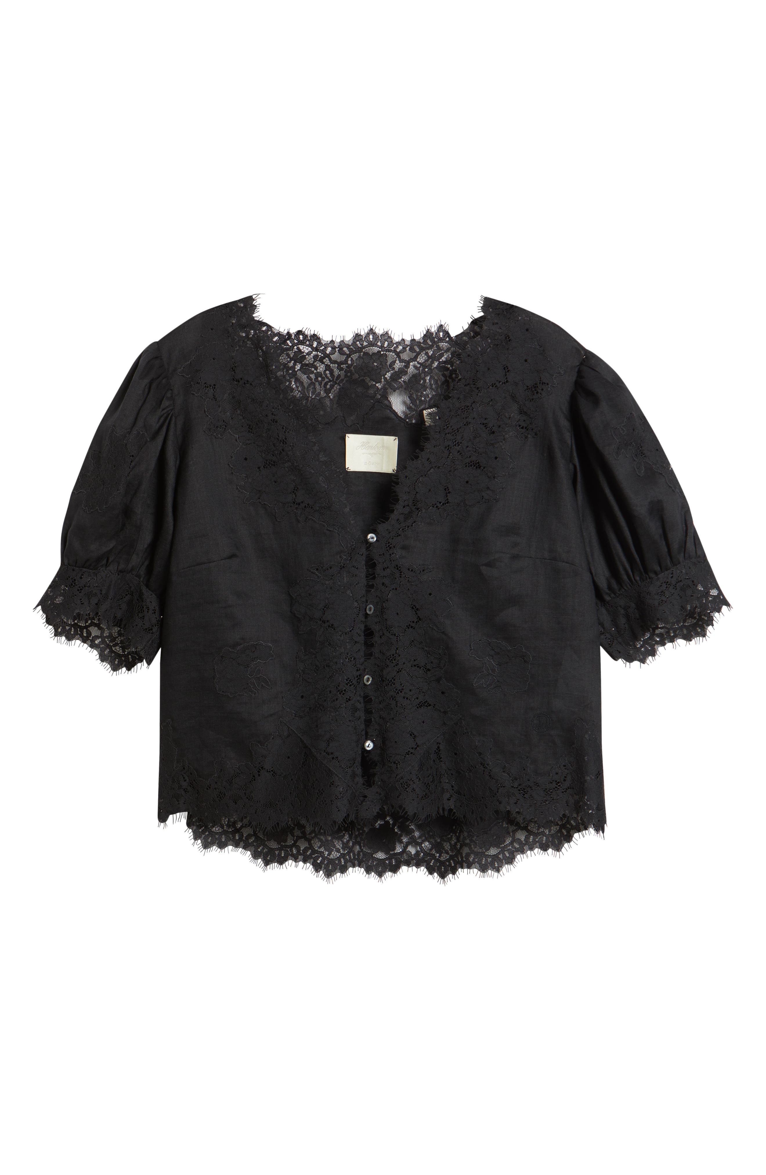DÔEN Idella Lace Trim Ramie Top (Women) | Nordstrom
