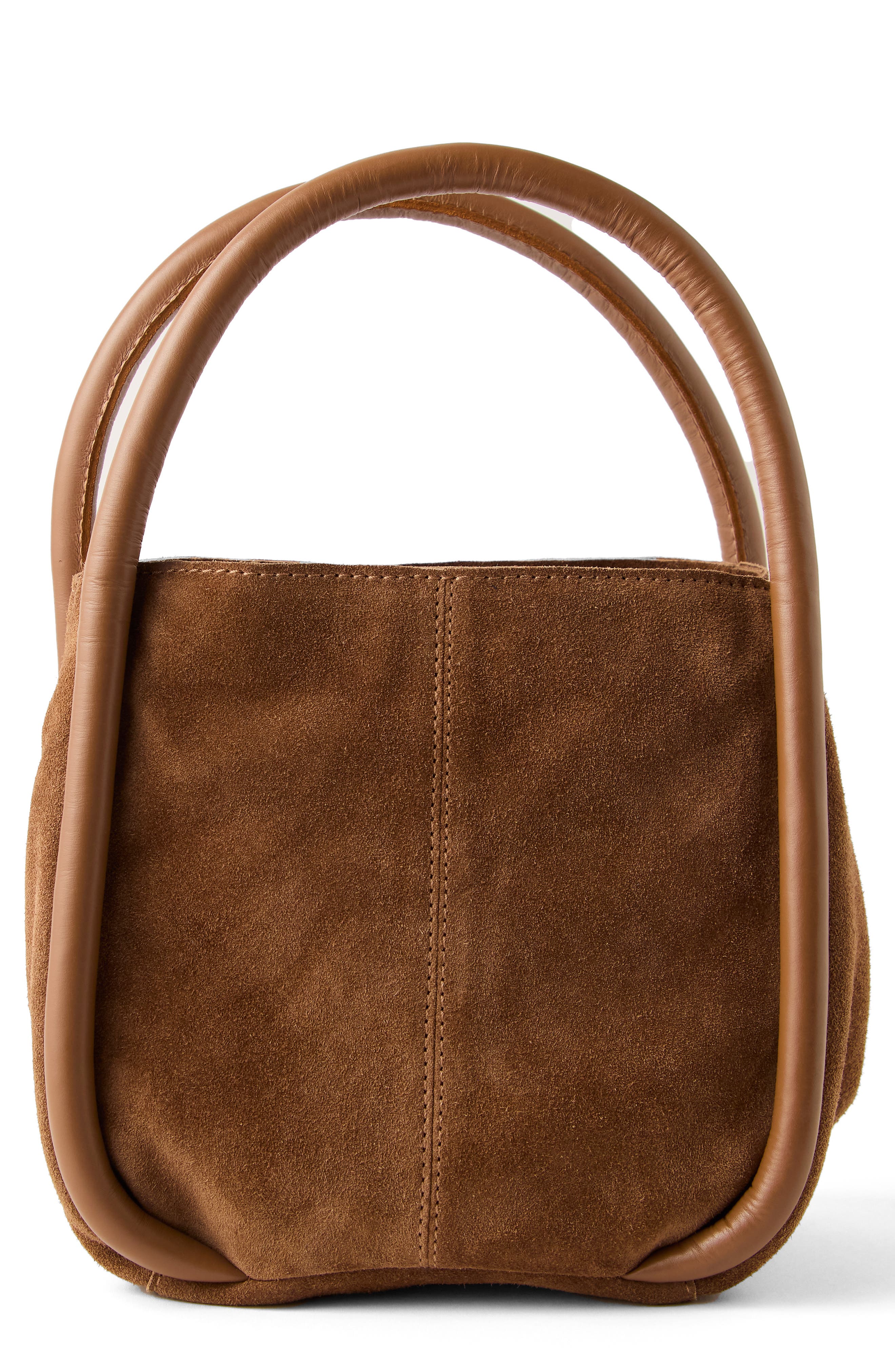 Barlow Leather Bucket Bag, Main, color, COGNAC