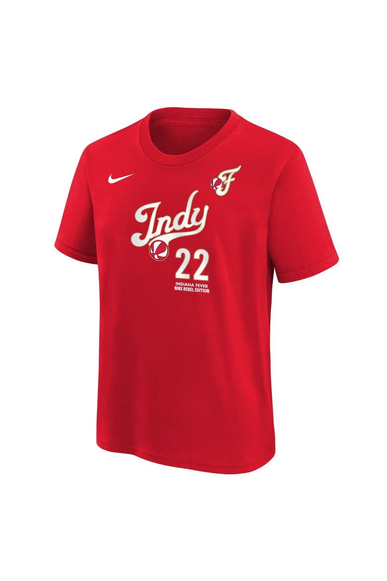 Youth Nike Caitlin Clark Red Indiana Fever Rebel Edition Name & Number T-Shirt, Alternate, color, Red