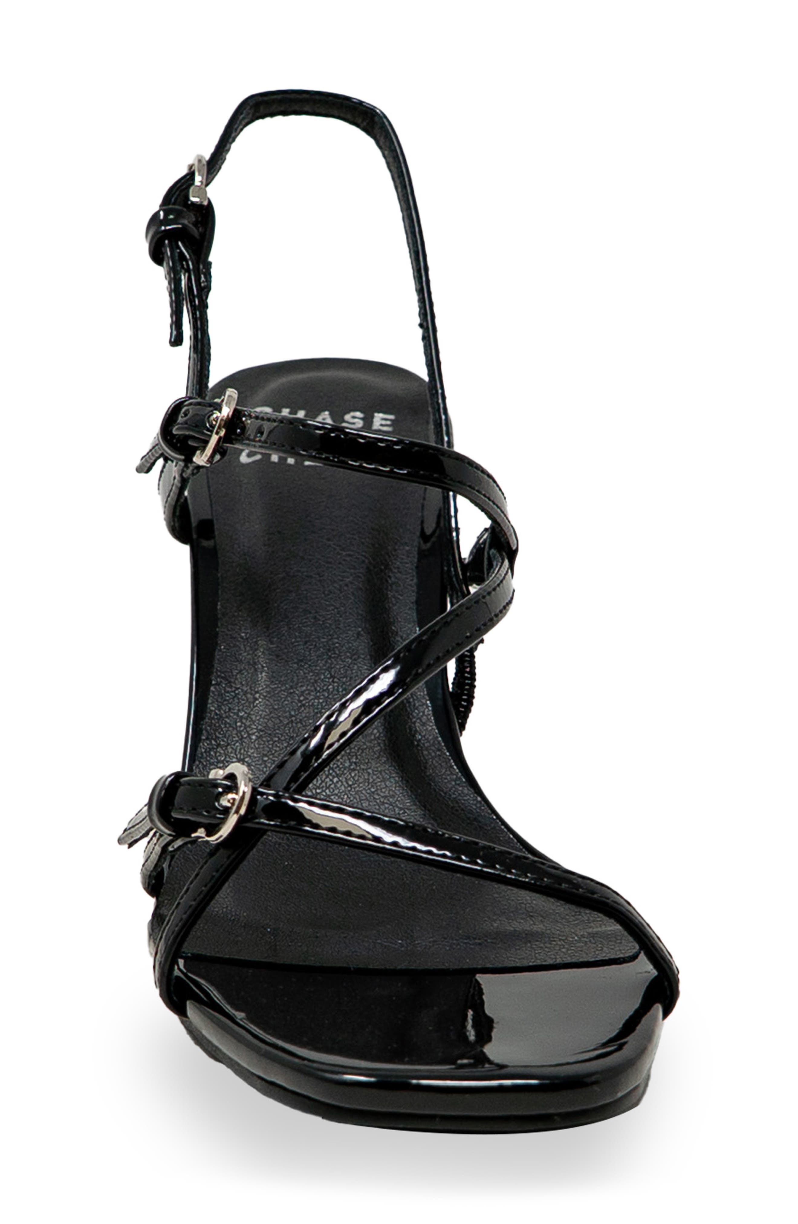 CHASE AND CHLOE Jabari Slingback Sandal, Alternate, color, Black Patent