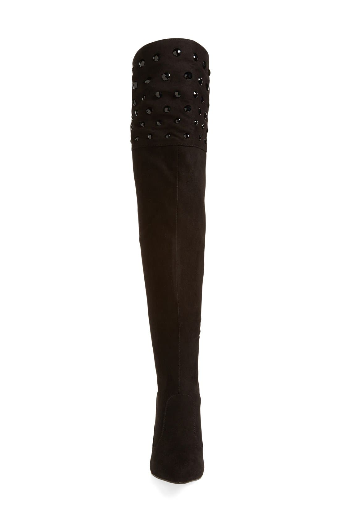 'Kenlyn' Over the Knee Pointy Toe Boot, Alternate, color, BLACK SUEDE