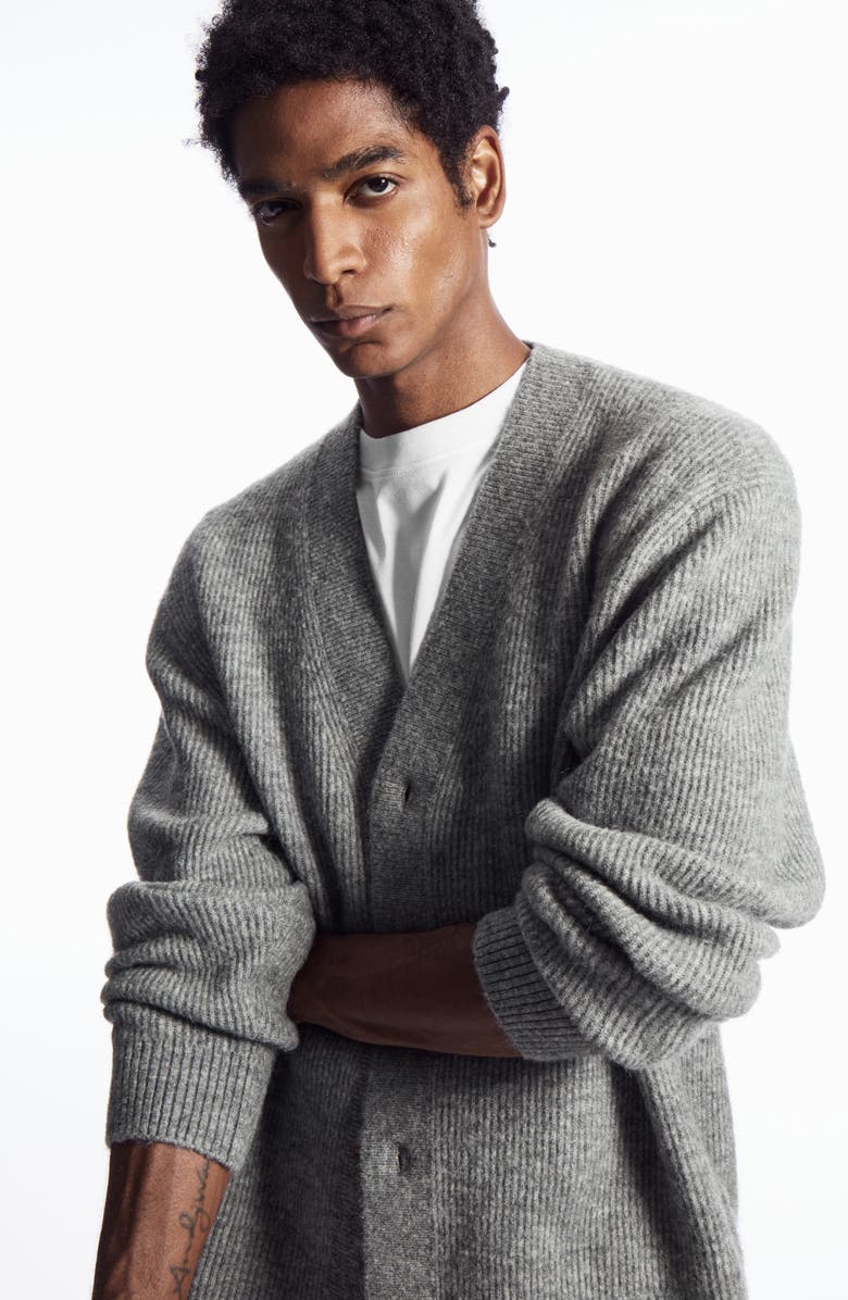 COS Regular Fit Wool & Mohair Blend Cardigan, Alternate, color, 