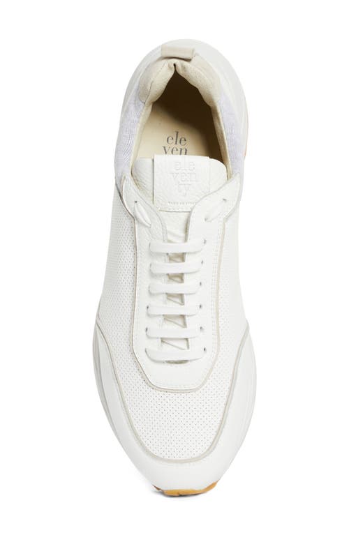 Eleventy Perforated Low Top Sneaker In Sage White