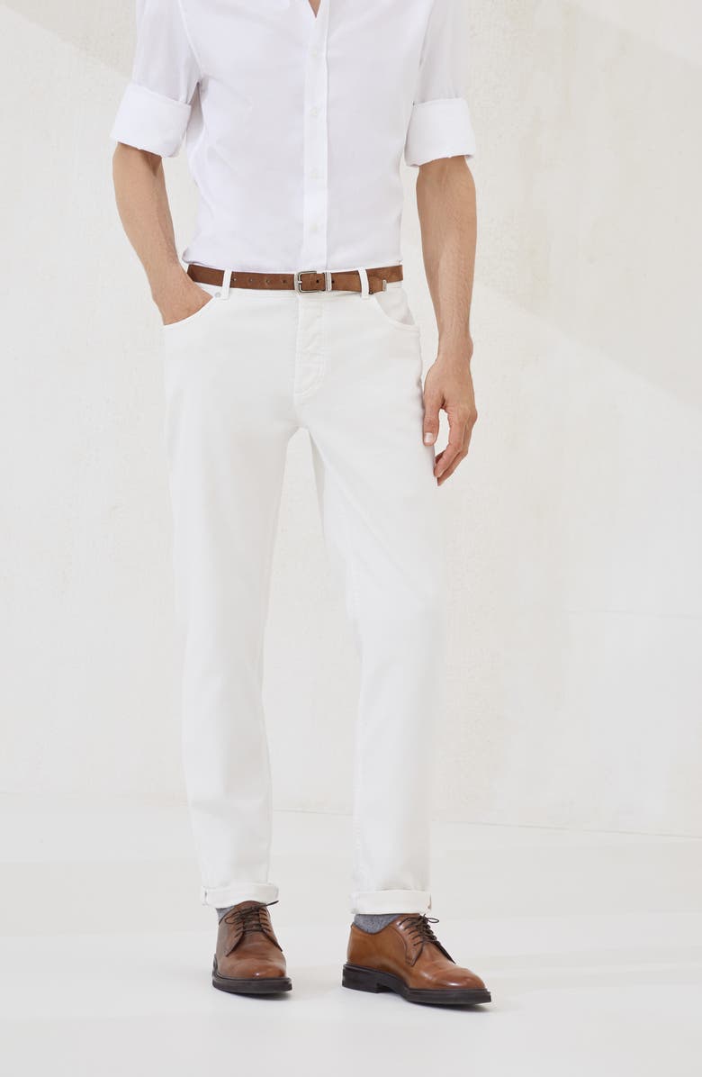 Brunello Cucinelli Lightweight denim trousers, Alternate, color, Ecru