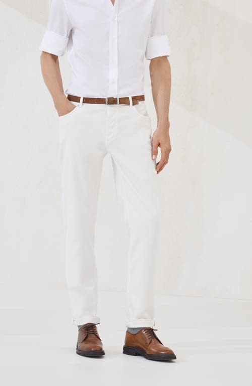 Brunello Cucinelli Gabardine Garment Dyed Trousers In White