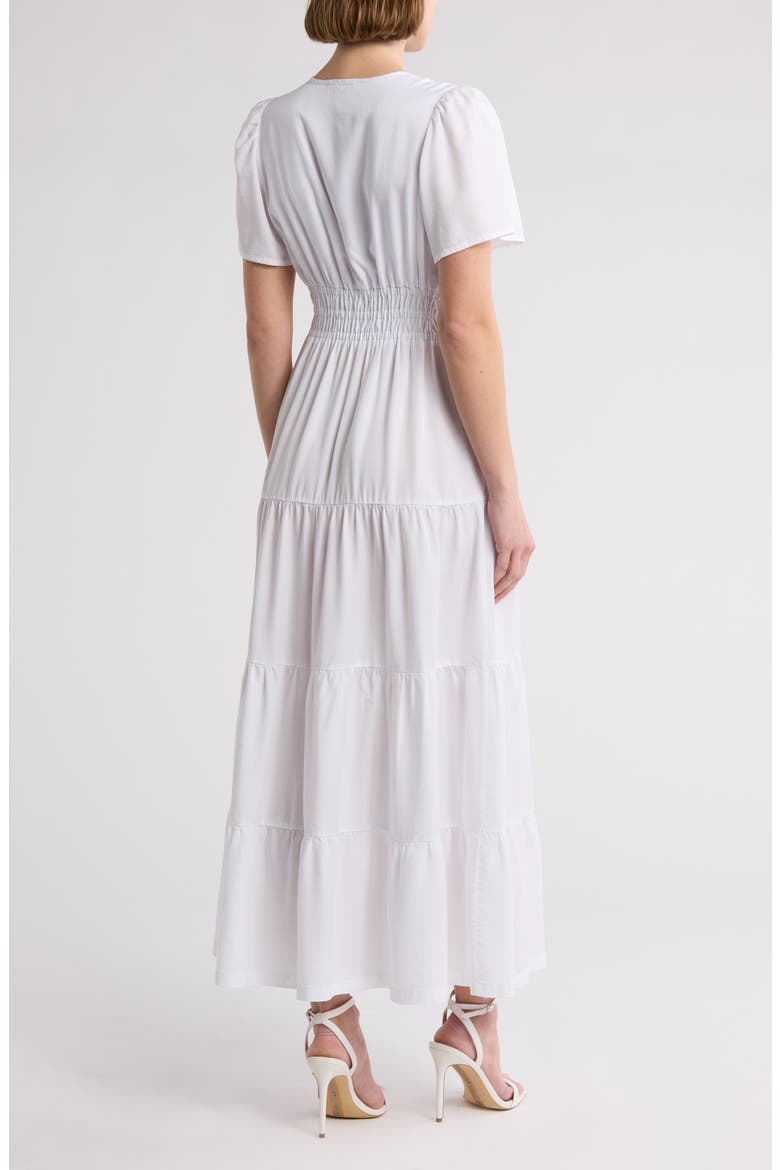 Rio Lyocell Short Sleeve Tiered Maxi Dress, Alternate, color, WHITE