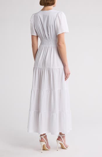 Rio Lyocell Short Sleeve Tiered Maxi Dress