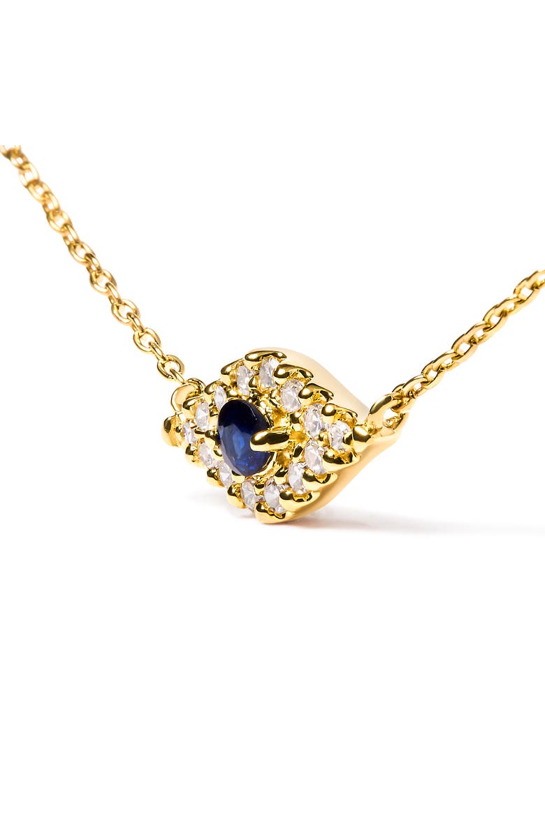 Haus of Brilliance 10K Gold Sapphire and Diamond Accented Evil Eye Pendant Necklace, Alternate, color, Yellow