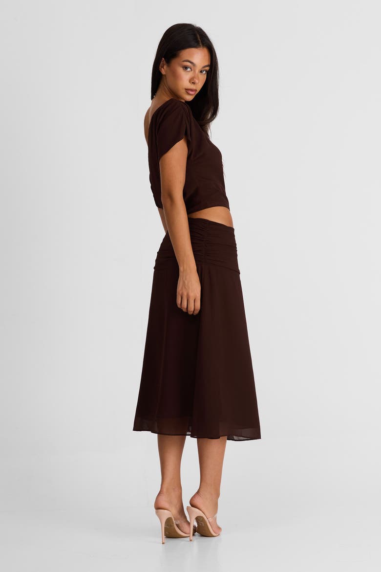 Margot Midi Skirt, Alternate, color, Chocolate
