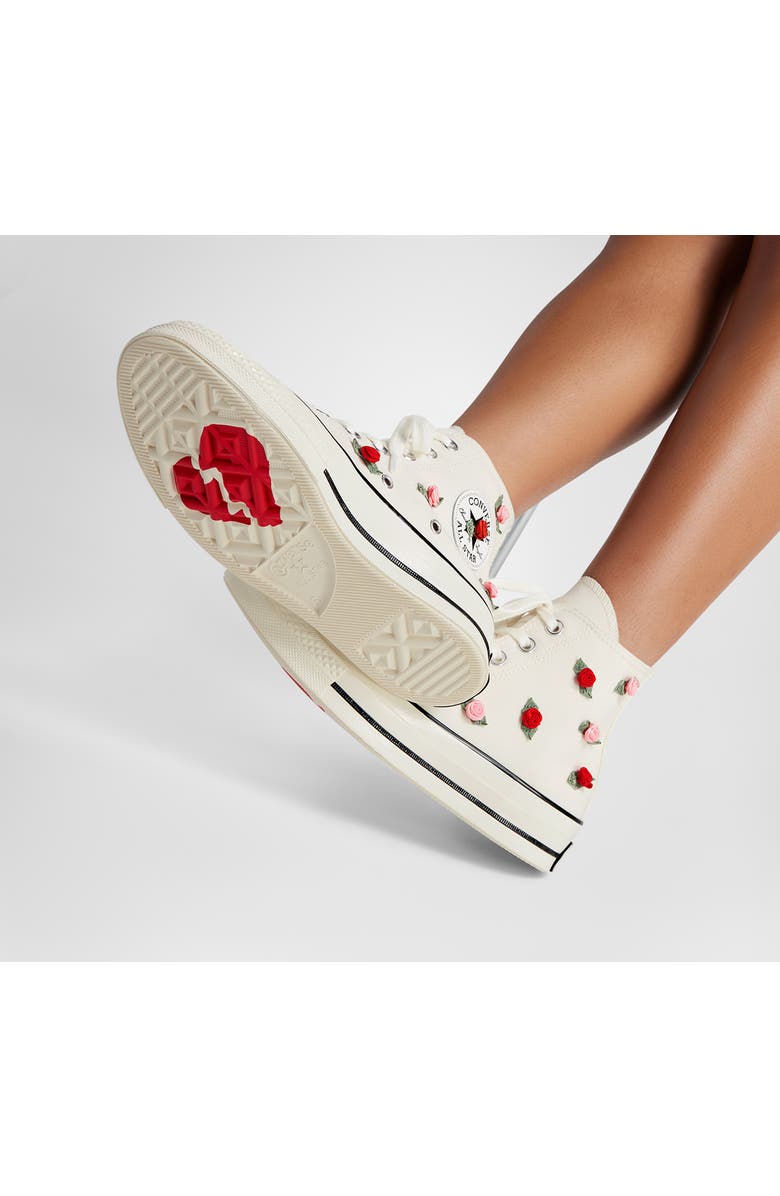 Converse Chuck 70 Hi High Top Sneaker, Alternate, color, Egret/ Red/ Lt Jellyfish