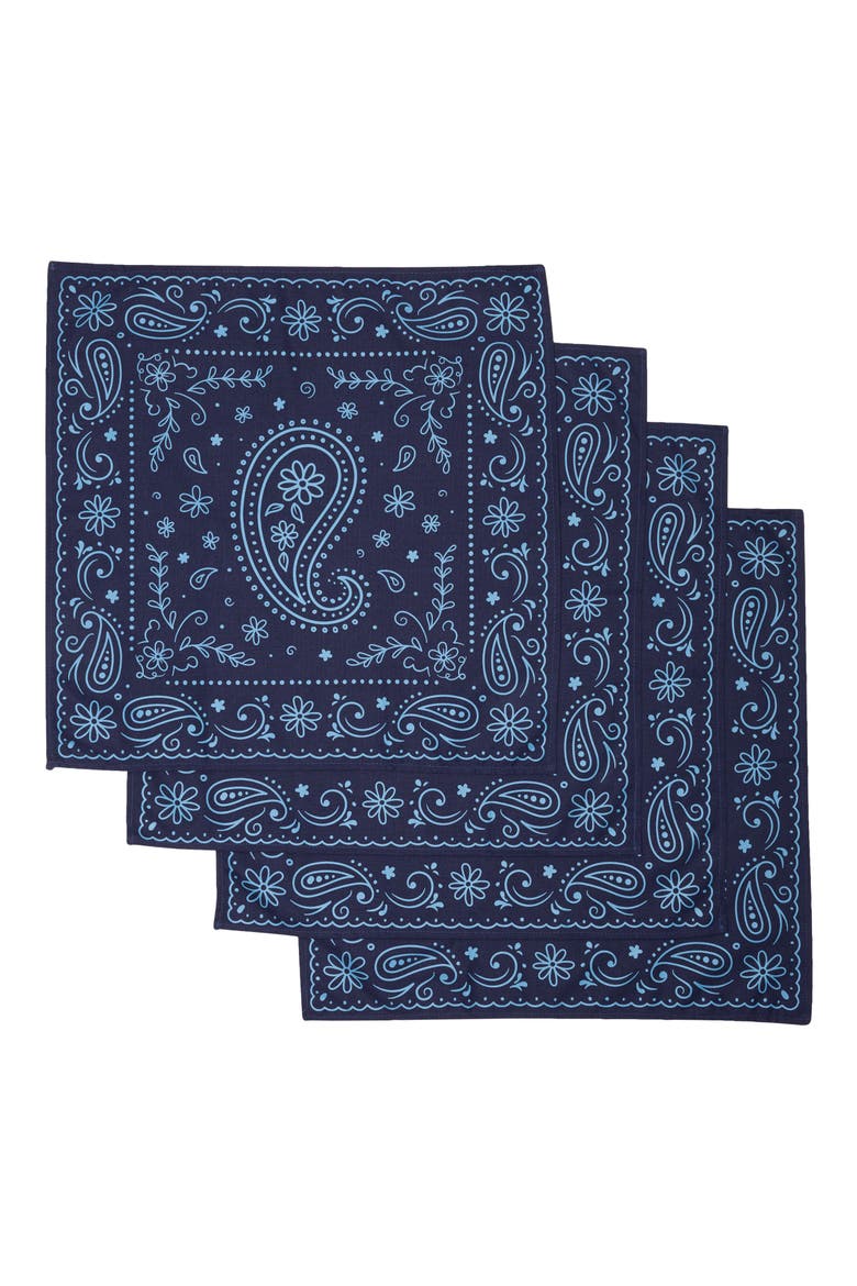 Bandana Dinner Napkins, Main, color, DARK BLUE