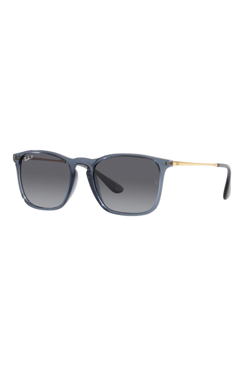 54mm Gradient Polarized Rectangular Sunglasses, Alternate, color, ROSE GOLD BLACK
