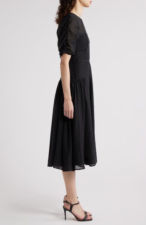 Chelsea28 Puff Sleeve Fit & Flare Midi Dress In Black